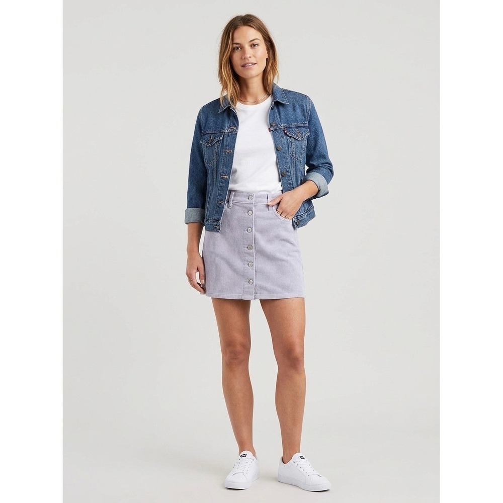 Levis Premium Corduroy Button Front Mini Skirt Lavender Purple W25 A3528-0003